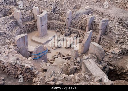 Gobeklitepe Sito di scavo di Achaelogical, il primo tempio dell'umanità Foto Stock