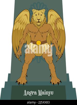 Vettore di illustrazione isolato di divinità mitiche persiane, Illustrazione Vettoriale