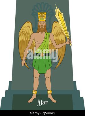 Vettore di illustrazione isolato di divinità mitiche persiane, Illustrazione Vettoriale