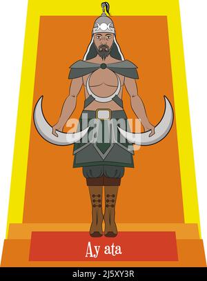 Vettore di illustrazione isolato di divinità mitiche mongolo, Ay ata Illustrazione Vettoriale