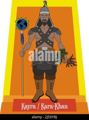 Vettore di illustrazione isolato di divinità mitiche mongolo, Kayra Illustrazione Vettoriale