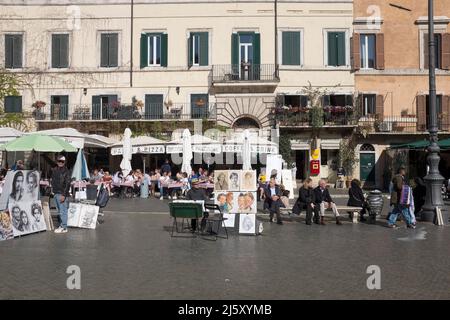 Ritratto Artisti in Piazza Navona Roma Italia Foto Stock