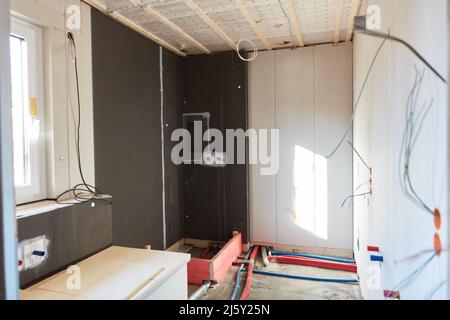 Design interno del bagno per ristrutturazione bagno o costruzione bagno in una casa Foto Stock