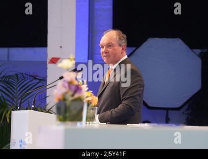 Rendsburg, Germania. 26th Apr 2022. Philipp Murmann, presidente UV Nord, parla alla UV Nord Entrepreneur Day all'HanseWerk della sede SH-Netz. Credit: Marcus Brandt/dpa/Alamy Live News Foto Stock