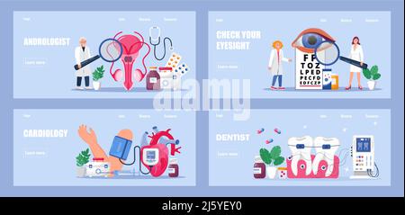Vettore di concetto oftalmologico. Trattamento della prostata, illustrazione della miopia. Nomina del medico. Vettore di concetto medico di ipertensione per la homepage. Illustrazione Vettoriale