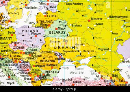 Mappa Ucraina e paesi vicini Foto Stock