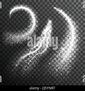 Set di particelle di glitter bianco nero. Set glitter bianco nero. Luccicante set trasparente.glitter Illustrazione realistica. Illustrazione bianco nero con glitter Illustrazione Vettoriale