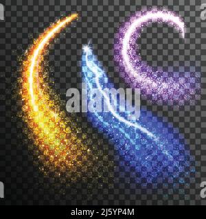 Set trasparente con particelle di glitter. Set trasparente brillante. Set trasparente per fuochi d'artificio. Illustrazione vettoriale isolata con glitter. Illo realistico con glitter Illustrazione Vettoriale