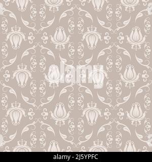 Seamless floral damasco beige pattern illustrazione vettoriale Illustrazione Vettoriale