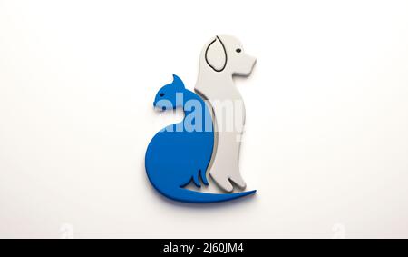 3D Logo icone silhouette di cane e gatto immagine web immagine grafica clip art illustrazione Foto Stock