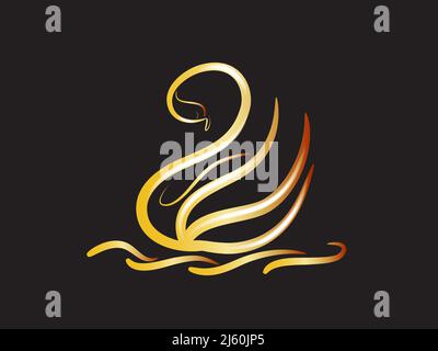 Logo silhouette cigno linea tatuaggio arte vettoriale immagine grafica disegno illustrazione sfondo modello linea arte design minimalista banner Foto Stock
