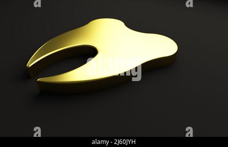 Modello di sfondo del banner immagine 3D del dente d'oro per un dentista optometrist id biglietto da visita logo grafico elemento di disegno web illustrazione render cartolina Foto Stock