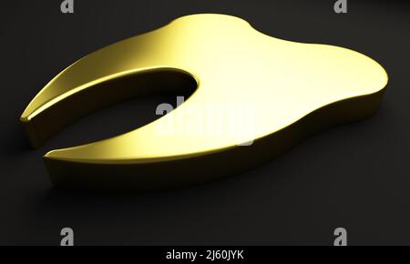 Modello di sfondo del banner immagine 3D del dente d'oro per un dentista optometrist id biglietto da visita logo grafico elemento di disegno web illustrazione render cartolina Foto Stock