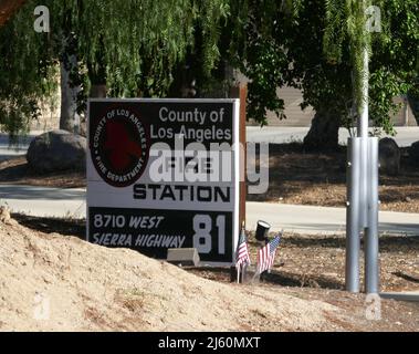 Agua Dulce, California, USA 17th Aprile 2022 una visione generale dell'atmosfera della stazione dei vigili del fuoco 81 ad Agua Dulce dove il pompiere Jonathan Patrick Tatone sparò e uccise Tony Carlon, poi si suicidò il 21 Giugno 2021 mostrato qui il 17 Aprile 2022 ad Agua Dulce, California, USA. Foto di Barry King/Alamy Stock Foto Foto Stock