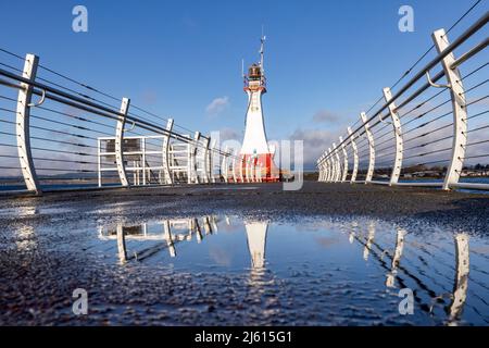 Faro di Ogden Point Breakwater - Victoria, Vancouver Island, British Columbia, Canada Foto Stock