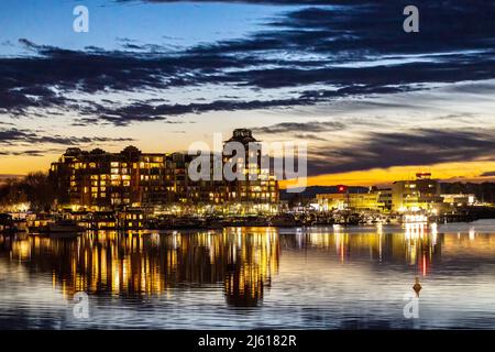 Tramonto sul porto interno di Victoria - Victoria, Vancouver Island, British Columbia, Canada Foto Stock