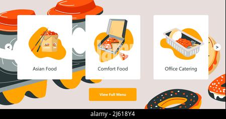 Catering per ufficio e servizio di ristorazione comfort Illustrazione Vettoriale