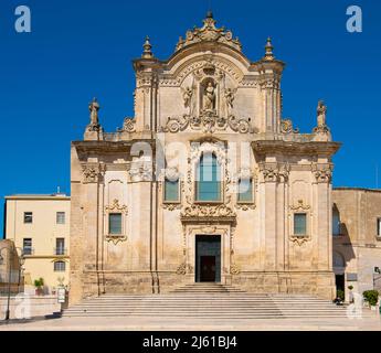 La chiesa cattolica di San Francesco d'Assisi è un luogo di culto in stile barocco a Matera, situato nella centrale Piazza San Francesco, Sasso Caveos Foto Stock