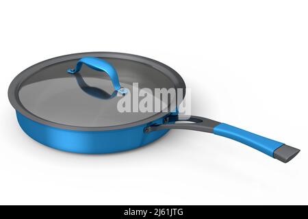 utensili da cucina - Set di pentole antiaderenti con coperchi in vetro;  foto su sfondo bianco Foto stock - Alamy