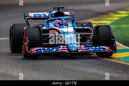 Circuito Albert Park Grand Prix, Melbourne, Australia. 09 Apr 2022. Fernando Alonso (ESP) del team Alpine durante le Qualifiche. Corleve/Alamy Stock Photo Foto Stock