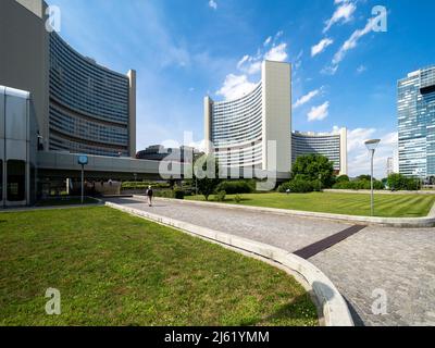Austria, Vienna, Vienna International Centre campus a Donaustadt Foto Stock
