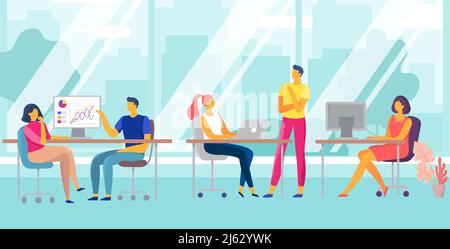 Lavoro di squadra, spazio di lavoro interno per lavoro di squadra Illustrazione Vettoriale