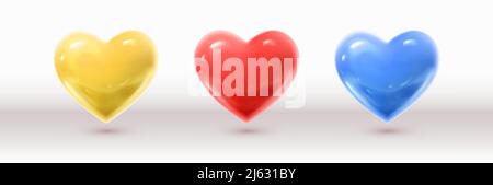 set di icone vettoriali realistiche. Colore colore giallo, rosso e blu. Illustrazione Vettoriale