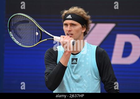 Monaco di Baviera. 27th Apr 2022. Alexander ZVEREV (GER), gesto, scettico, azione, immagine singola, taglia motivo singolo, metà figura, metà figura. Tennis BMW Open 2022 il 27th aprile 2022 a Monaco. Credit: dpa/Alamy Live News Foto Stock