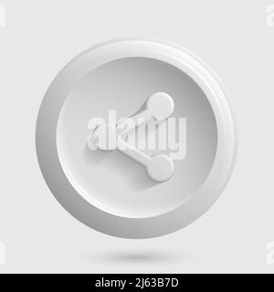 Icona Condividi rete bianca. Elemento rotondo isolato. Illustrazione vettoriale Illustrazione Vettoriale