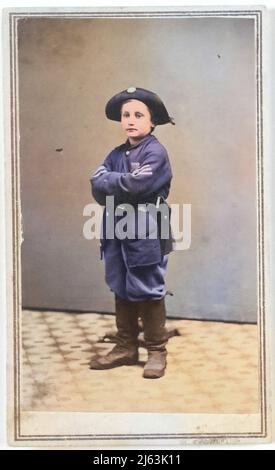 John Lincoln Clem, il batterista Boy di Chickamauga ca. 1864. Di Morse & Peaslee, Galleria del Cumberland. Foto Stock