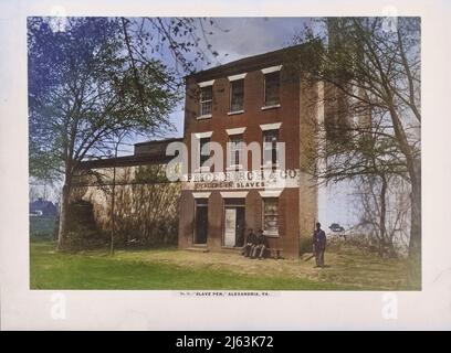 Slave Pen, Alexandria, Virginia, 1863. Questa visione di una penna schiava ad Alessandria sorvegliata, ironicamente, da ufficiali dell'Unione. La penna era stata convertita da th Foto Stock