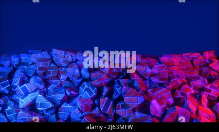 un muro di mattoni distrutto (3d rendering) Foto Stock