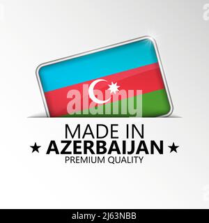 Realizzato in Azerbaigian grafico ed etichetta. Elemento di impatto per l'uso che si desidera fare di esso. Illustrazione Vettoriale