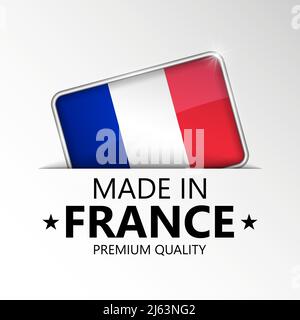 Made in France grafica ed etichetta. Elemento di impatto per l'uso che si desidera fare di esso. Illustrazione Vettoriale