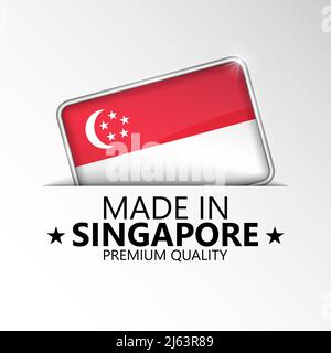 Made in Singapore grafica ed etichetta. Elemento di impatto per l'uso che si desidera fare di esso. Illustrazione Vettoriale