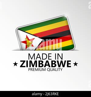 Prodotto in Zimbabwe grafico ed etichetta. Elemento di impatto per l'uso che si desidera fare di esso. Illustrazione Vettoriale