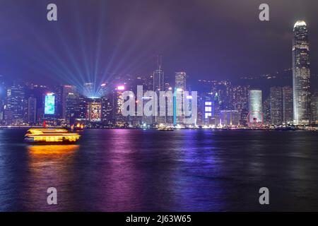 La Sinfonia delle luci mostra Hong Kong Foto Stock