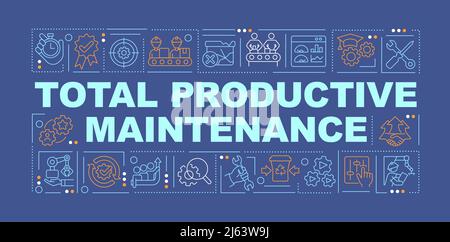 Banner blu sui concetti di manutenzione produttiva totale Illustrazione Vettoriale