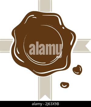 Nastro sigillato con cera. Icona di protezione decorativa segreta Illustrazione Vettoriale