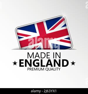 Made in England grafica ed etichetta. Elemento di impatto per l'uso che si desidera fare di esso. Illustrazione Vettoriale