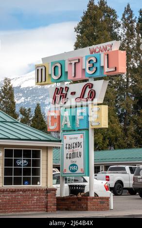 Motel Hi-lo Cafe, Weed, California Foto Stock