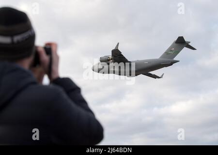 United States Air Force grandi aerei da trasporto militare Boeing C-17A Globemaster III a Gdansk, Polonia © Wojciech Strozyk / Alamy Stock Photo Foto Stock