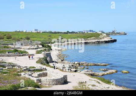 Rovine di Tauric Chersoneso a Sebastopoli, Crimea Foto Stock