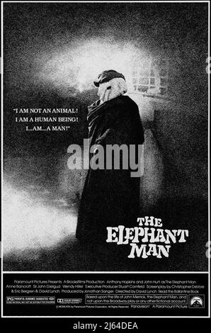 IL MANIFESTO DEL FILM DI JOHN HURT, L'UOMO DELL'ELEFANTE, 1980 Foto Stock