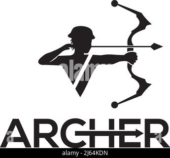 Icona di disegno del logo Archer man vettoriale Illustrazione Vettoriale