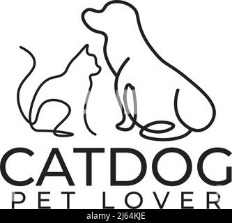 Logo vettoriale per cani e gatti mono line Illustrazione Vettoriale