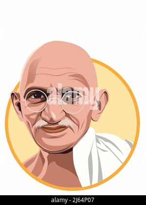 disegno vettoriale mahatma gandhi, stile isolato Foto Stock