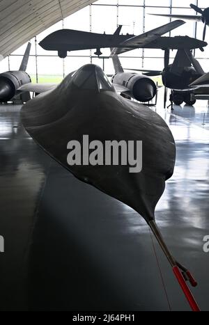 SR-71 Blackbird in mostra al Duxford Imperial War Museum, inghilterra Foto Stock