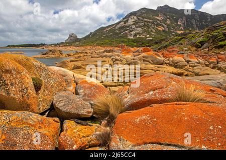 Costa di Killiecranke Bay con il monte Killecrankie che si innalza sopra Foto Stock