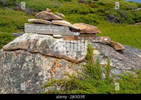 Insegna su un sentiero a piedi su Flinders Island Foto Stock